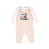 Animal Safari Car Embroidered Baby Knit Overall Set -Organic