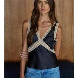 Woven Lace Trim Sleeveless