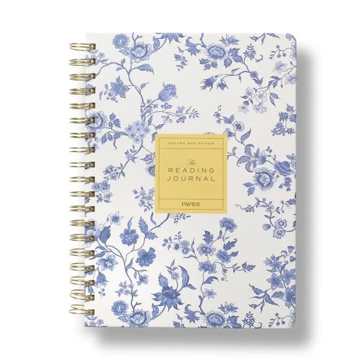 floral blue reading journal book