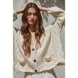 Cotton V-Neck Cable Knit Cardigan