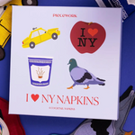 Piecwork cocktail napkins Box of 'I ❤️ NY' napkins with illustrations on a blue background