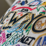 New York City Hand-Embroidered Pillow
