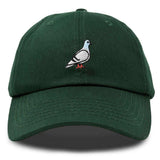 Green cap with a pigeon emblem on a white background
