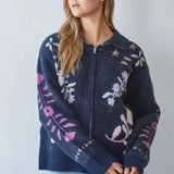 Knit Sweater Floral Jacquard