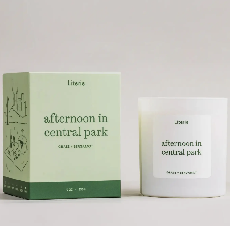 scented candle called afternoon in central park by Literie