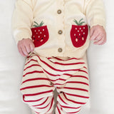 Strawberry Embroidered Pocket Baby Cardigan & Pants -Organic