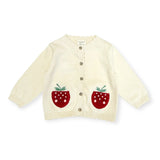Strawberry Embroidered Pocket Baby Cardigan & Pants -Organic